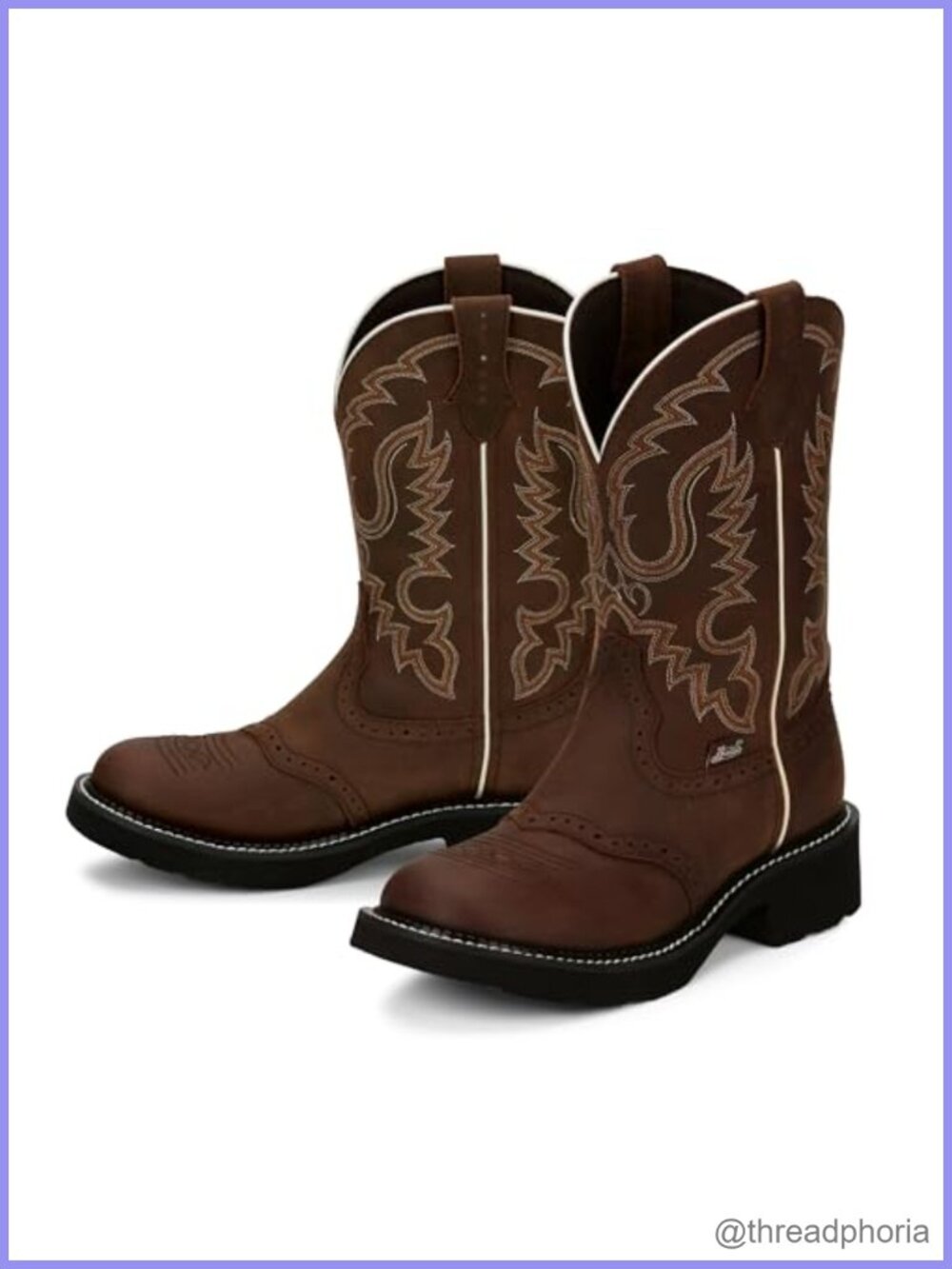 Justin Full Grain Leather Western Boots Round Toe Slip Resistant Women